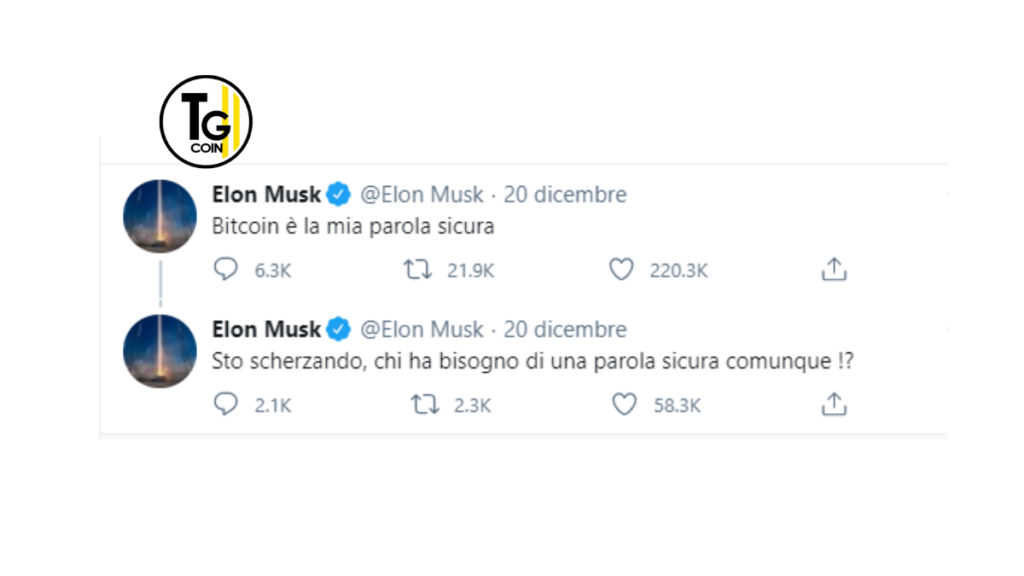 Elon Musk ha rivelato dopo mesi che bitcoin “è la mia parola sicura”. Tuttavia poi ha smentito dicendo che stava scherzando.